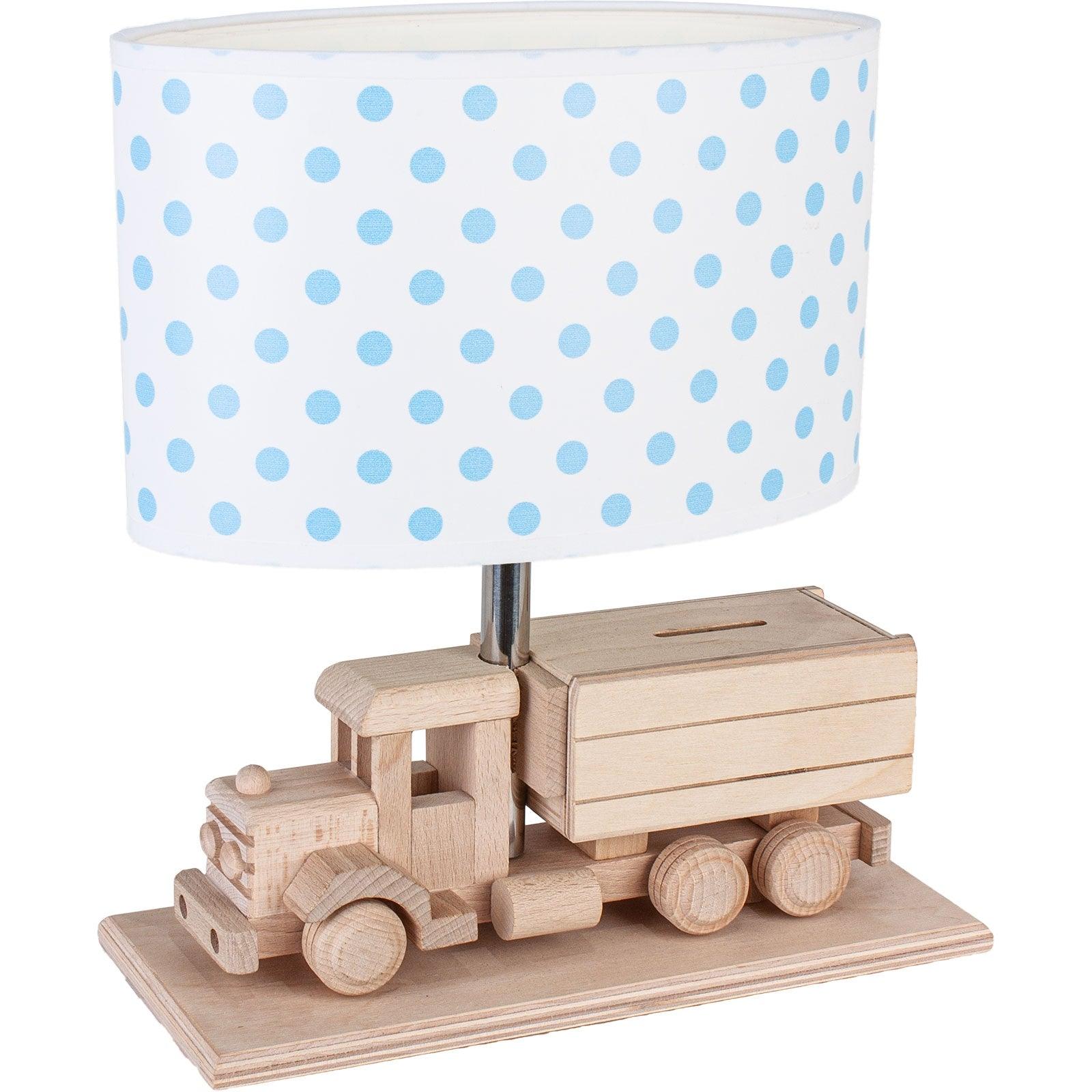 KIDS TRUCK POLKA | Wood and Polka Dot Truck Table Lamp - Disselt Designs