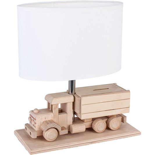 KIDS TRUCK WHITE | Wood and White Truck Table Lamp - Disselt Designs