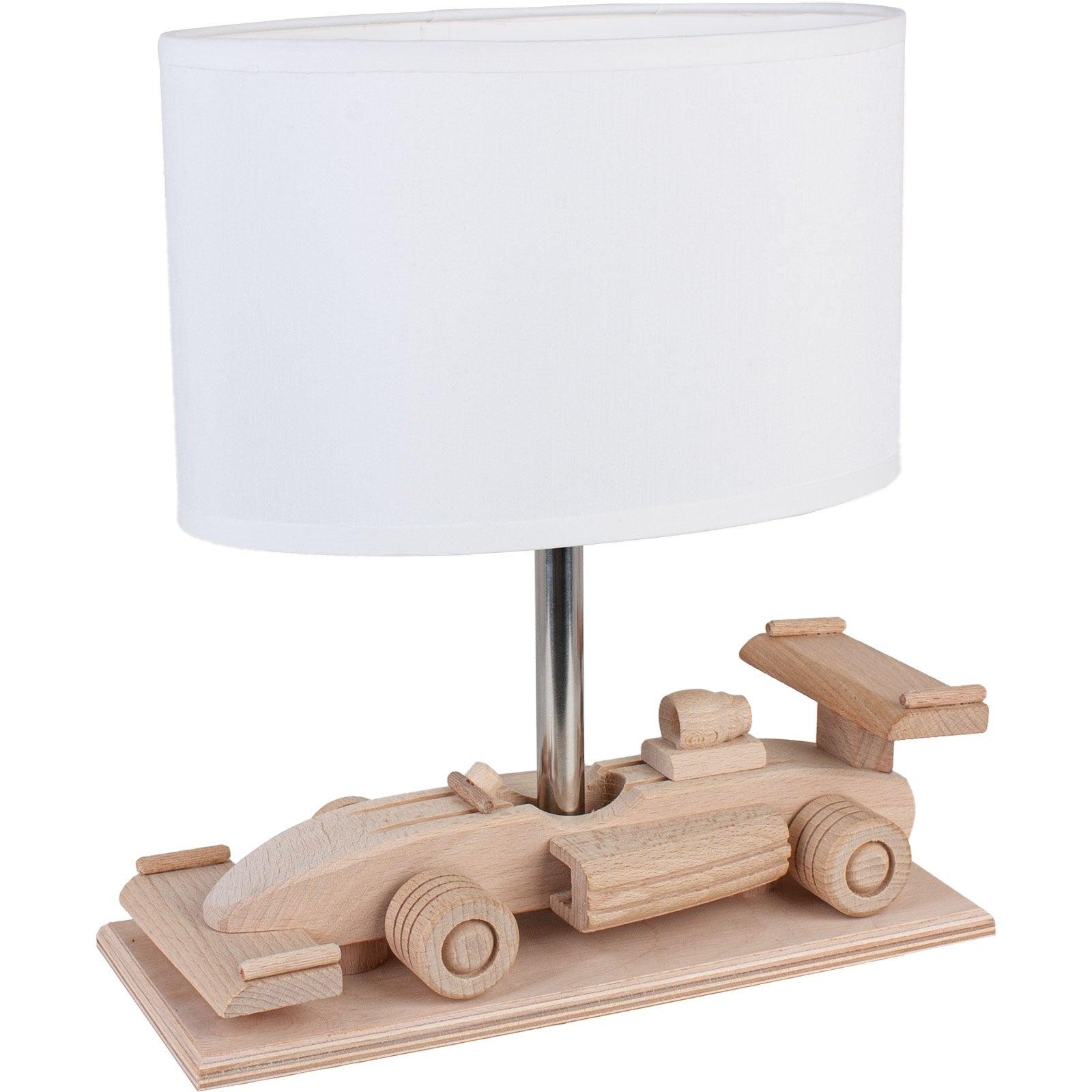 KIDS RACE WHITE | White Race Car Table Lamp - Disselt Designs