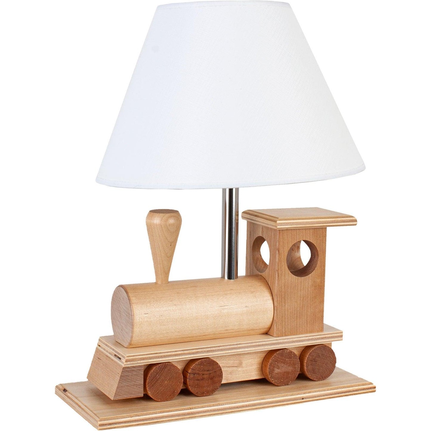 KIDS CHOO CHOO WOOD | White and Wood Train Table Lamp - Disselt Designs