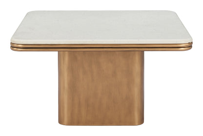 Cher Coffee Table White & Brass - Disselt Designs