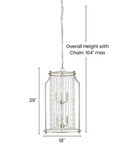 Desiree 6-Light 18"w Pendant Foyer Hanging Light Fixture Silver Ridge Grey Finish by Progress