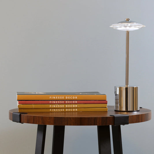 Glow Spaceship Rechargeable Table Lamp // Chrome - Disselt Designs