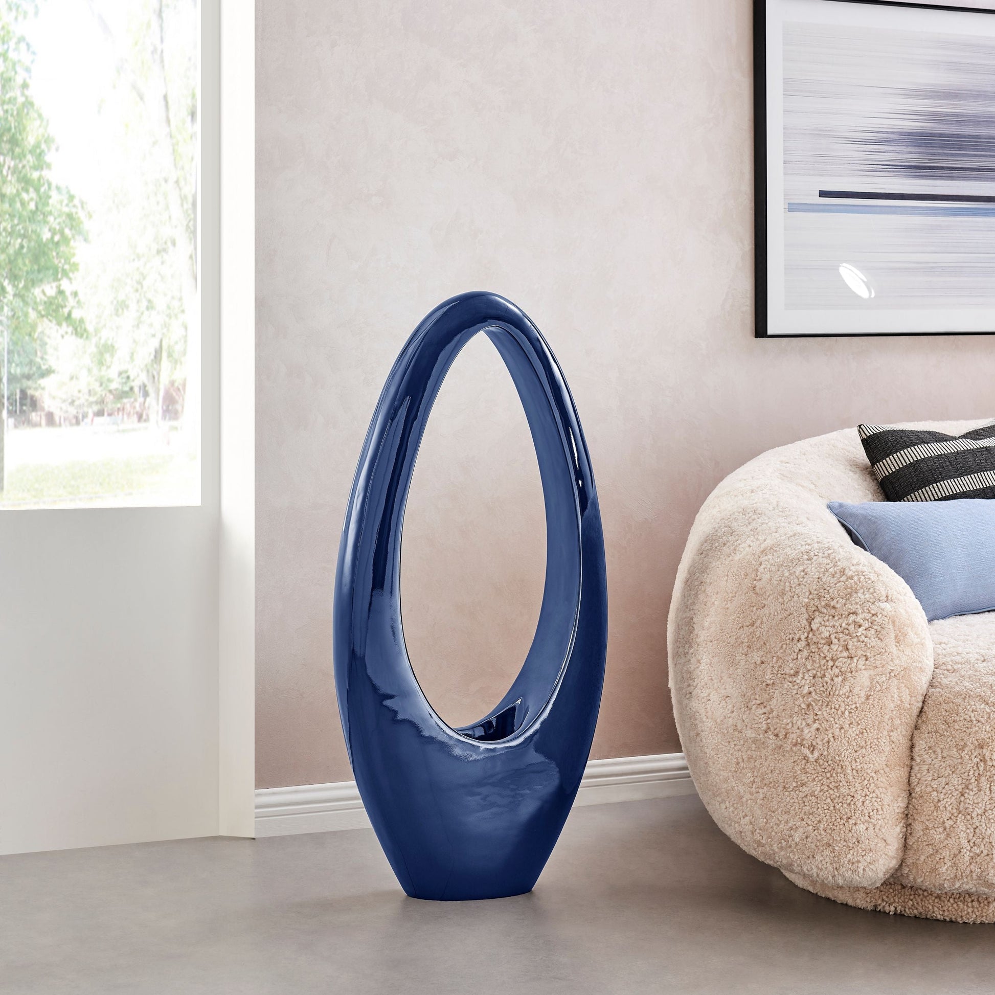 Mandolin Large Floor Vase Sculpture // Glossy Blue - Disselt Designs