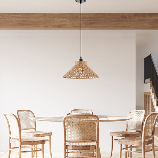 Iron and Ropes 1 Light 15" Diam Pendant // Black and Beige - Disselt Designs