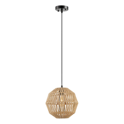 Iron and Ropes 1 Light 11" Diam Pendant // Black and Beige - Disselt Designs
