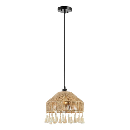 Iron and Ropes 1 Light 13" Diam Pendant // Black and Beige - Disselt Designs