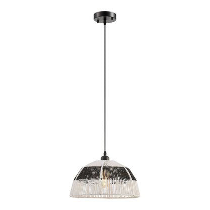 Iron and Ropes 1 Light 14" Diam Pendant // Black and Cream - Disselt Designs