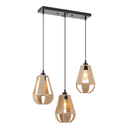 Steel and Ropes 3 Light Chandelier // Black - Disselt Designs