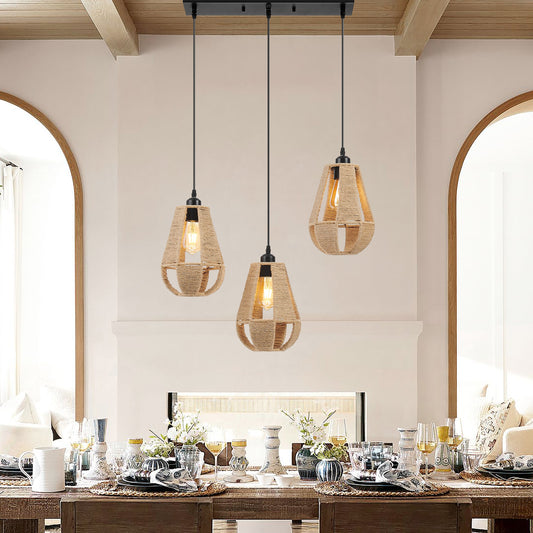 Steel and Ropes 3 Light Chandelier // Black - Disselt Designs