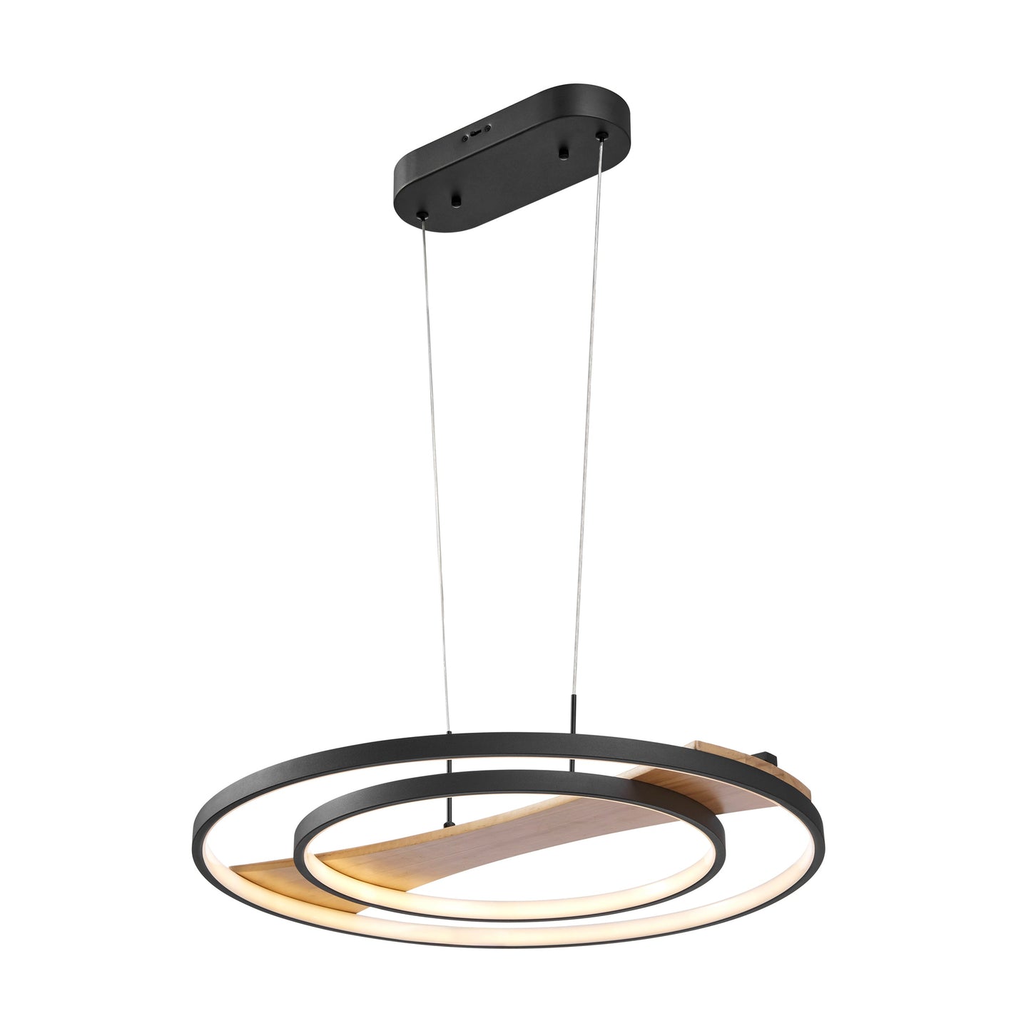 Chandelier Lamp Satin Black & Wood - Disselt Designs