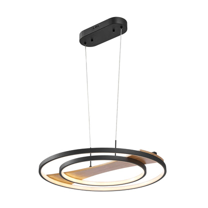 Chandelier Lamp Satin Black & Wood - Disselt Designs