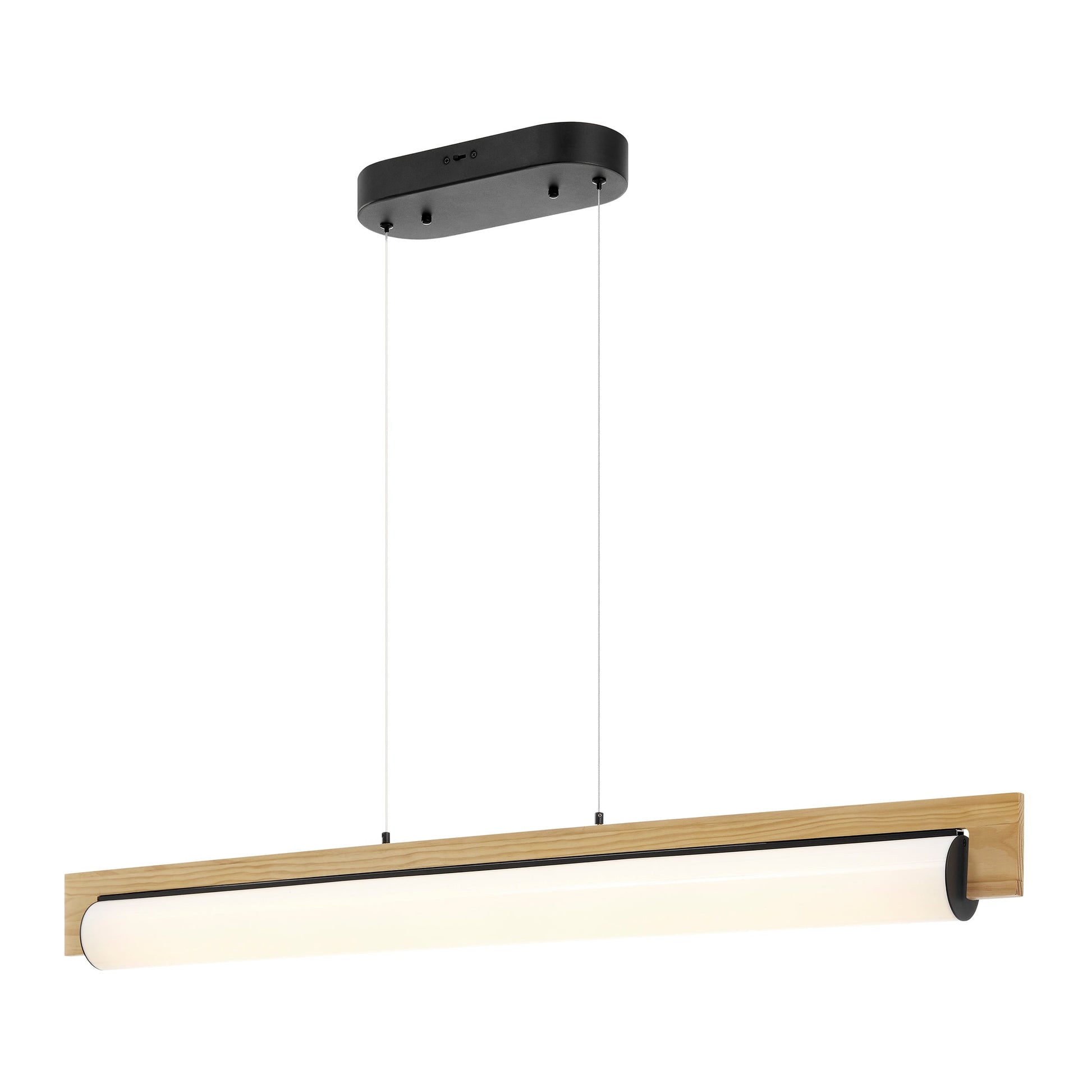 Chandelier Linear Satin Black & Wood - Disselt Designs