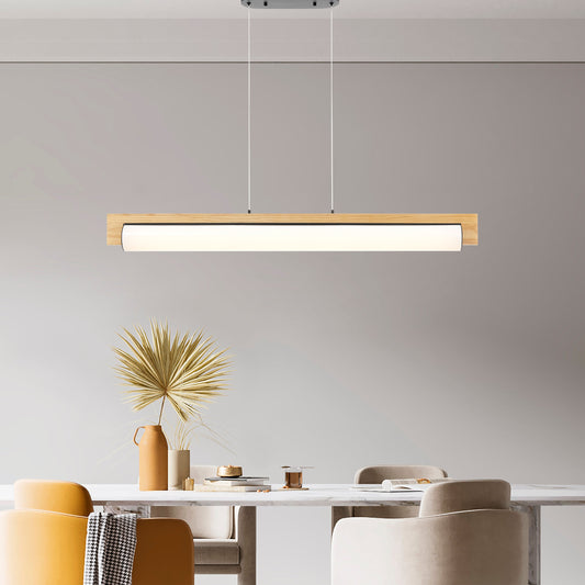 Chandelier Linear Satin Black & Wood - Disselt Designs