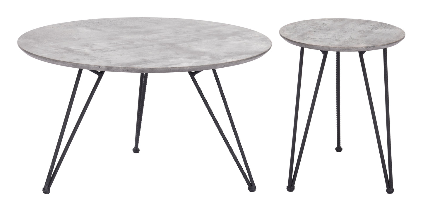 Kerris Coffee Table Set (2-Piece) Gray & Black - Disselt Designs