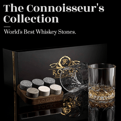 Whiskey Chilling Stones Gift Set With 2 Signature Crystal Glasses - Disselt Designs