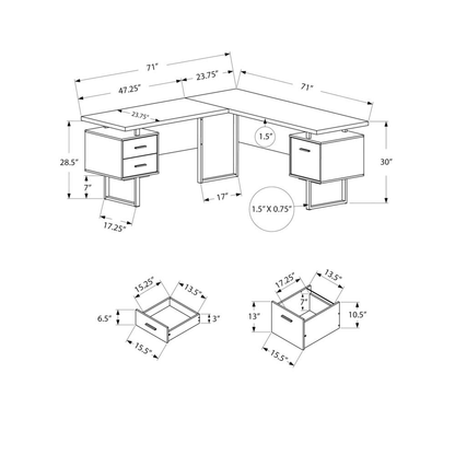 JACKSON | Computer Desk, Home Office, Corner, Left, Right Set-up, Storage Drawers, 70L - Disselt Designs