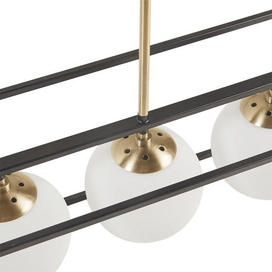 HELENA | 6-Light Frosted Glass Globe Linear Chandelier - Disselt Designs