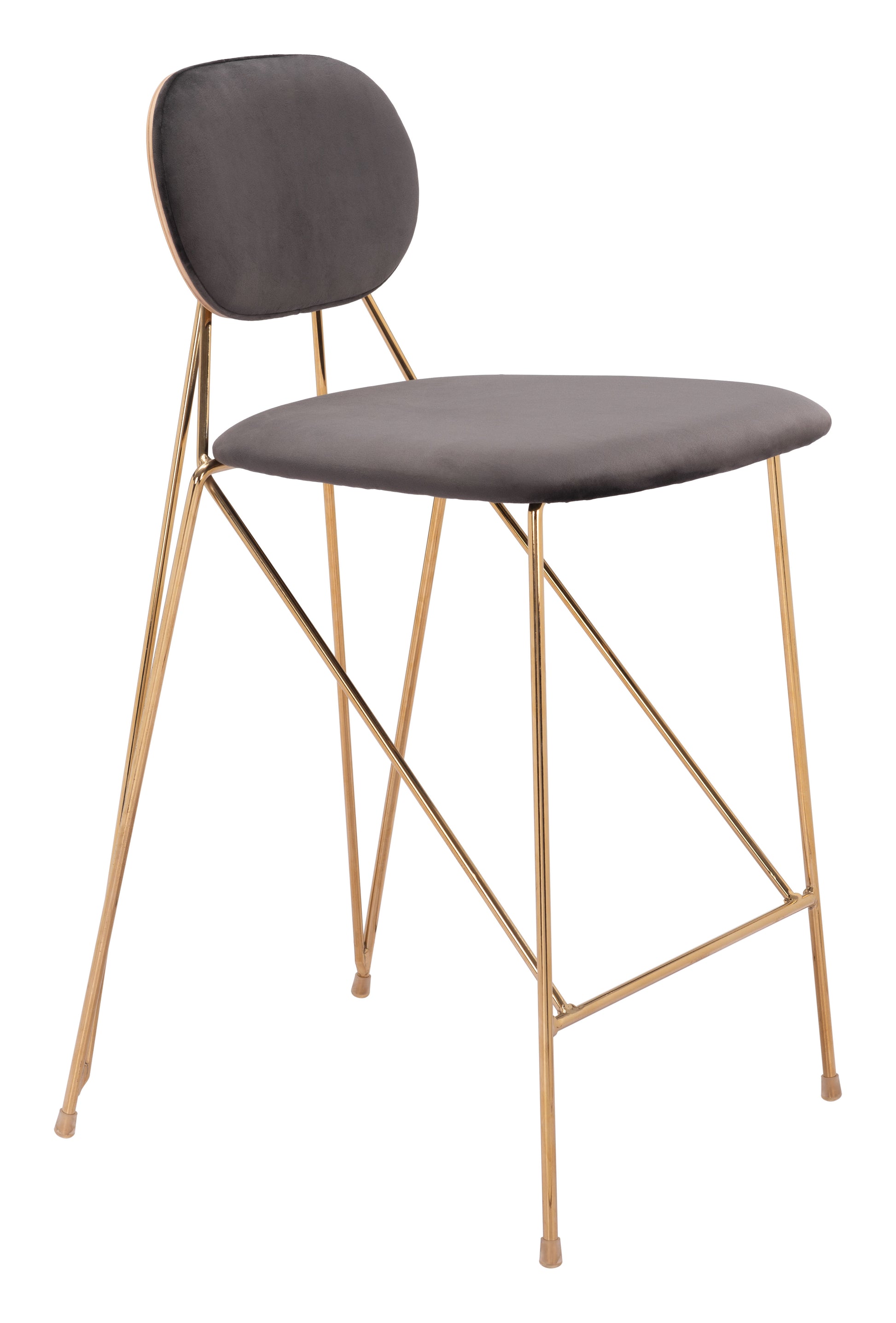Georges Counter Stool (Set of 2) Gray & Gold - Disselt Designs
