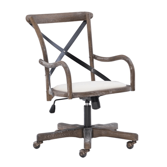 CARSON | Café Office Chair, Neutral Gray-Washed Wood Finish - Disselt Designs