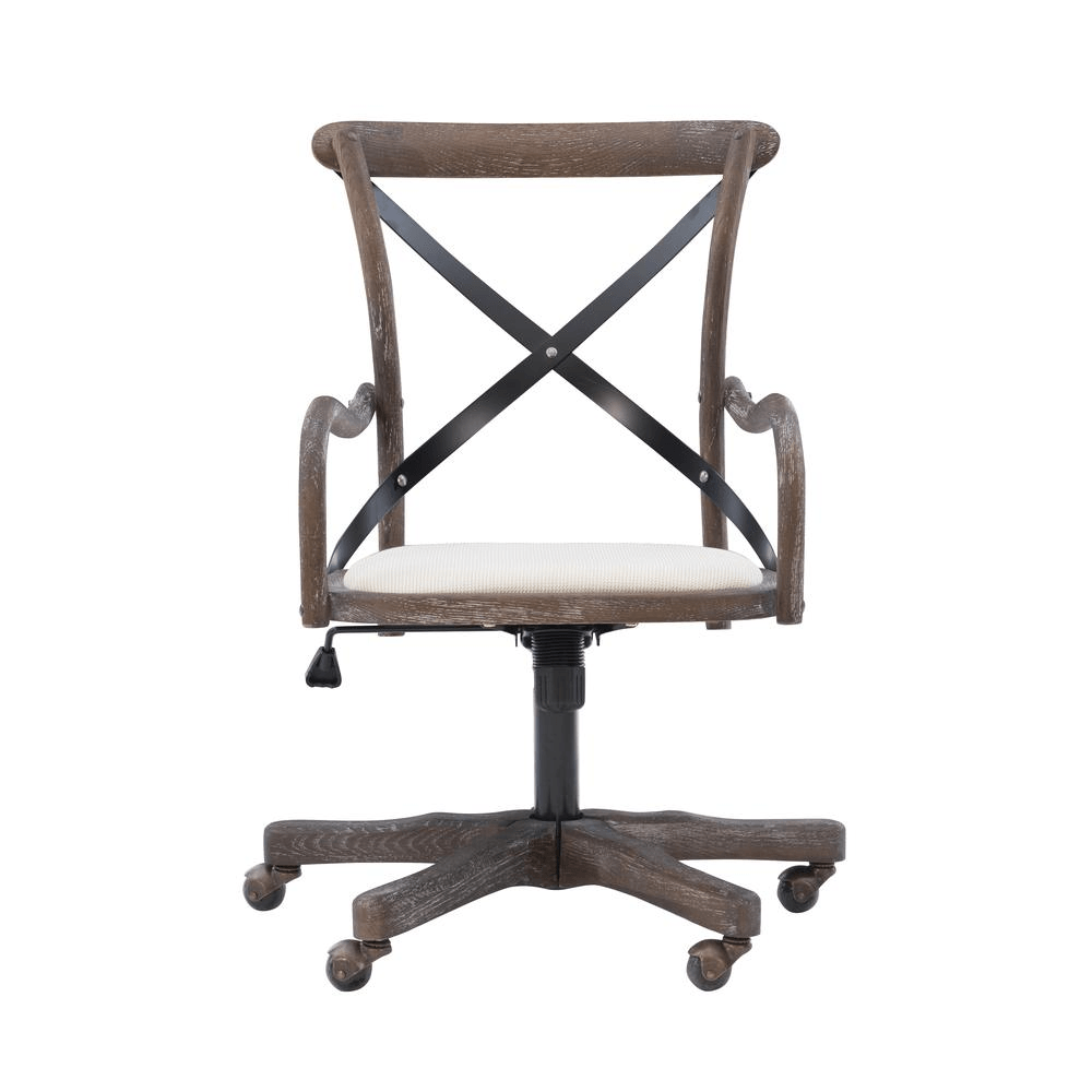 CARSON | Café Office Chair, Neutral Gray-Washed Wood Finish - Disselt Designs