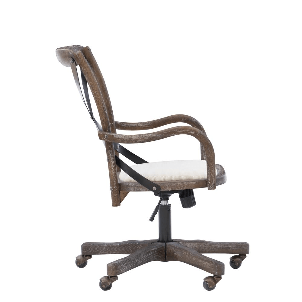 CARSON | Café Office Chair, Neutral Gray-Washed Wood Finish - Disselt Designs