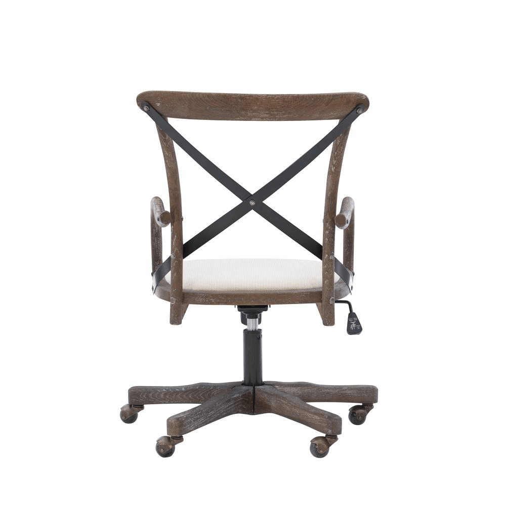 CARSON | Café Office Chair, Neutral Gray-Washed Wood Finish - Disselt Designs