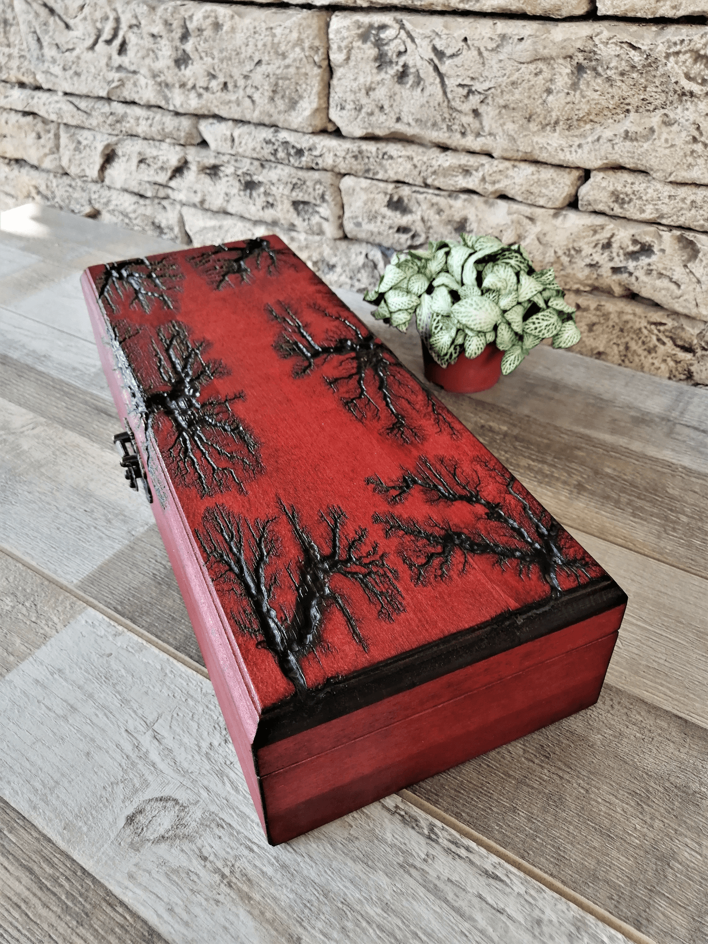 Large Personalized Wooden Watch Box, Lichtenberg Wood Burning - Disselt Designs