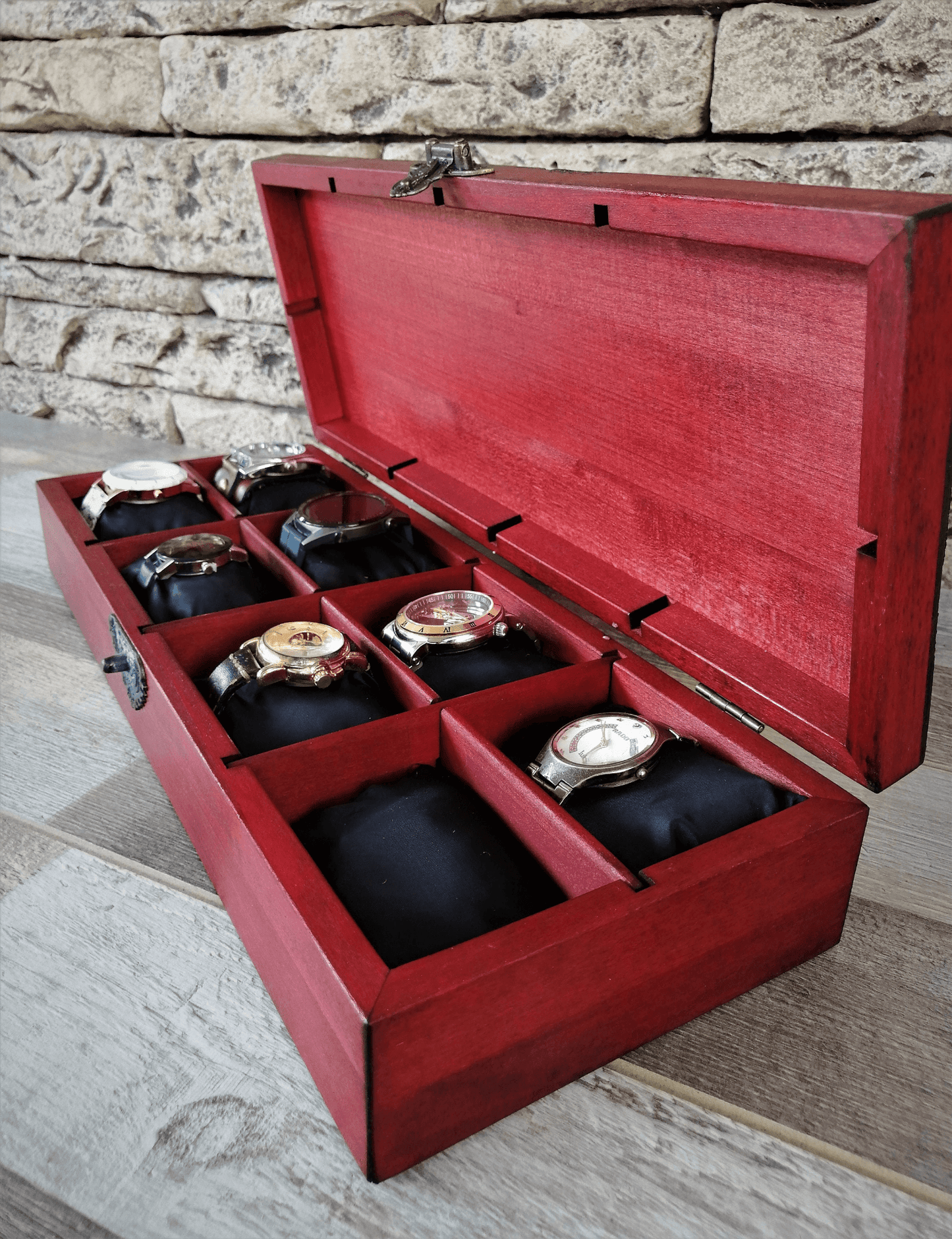 Large Personalized Wooden Watch Box, Lichtenberg Wood Burning - Disselt Designs