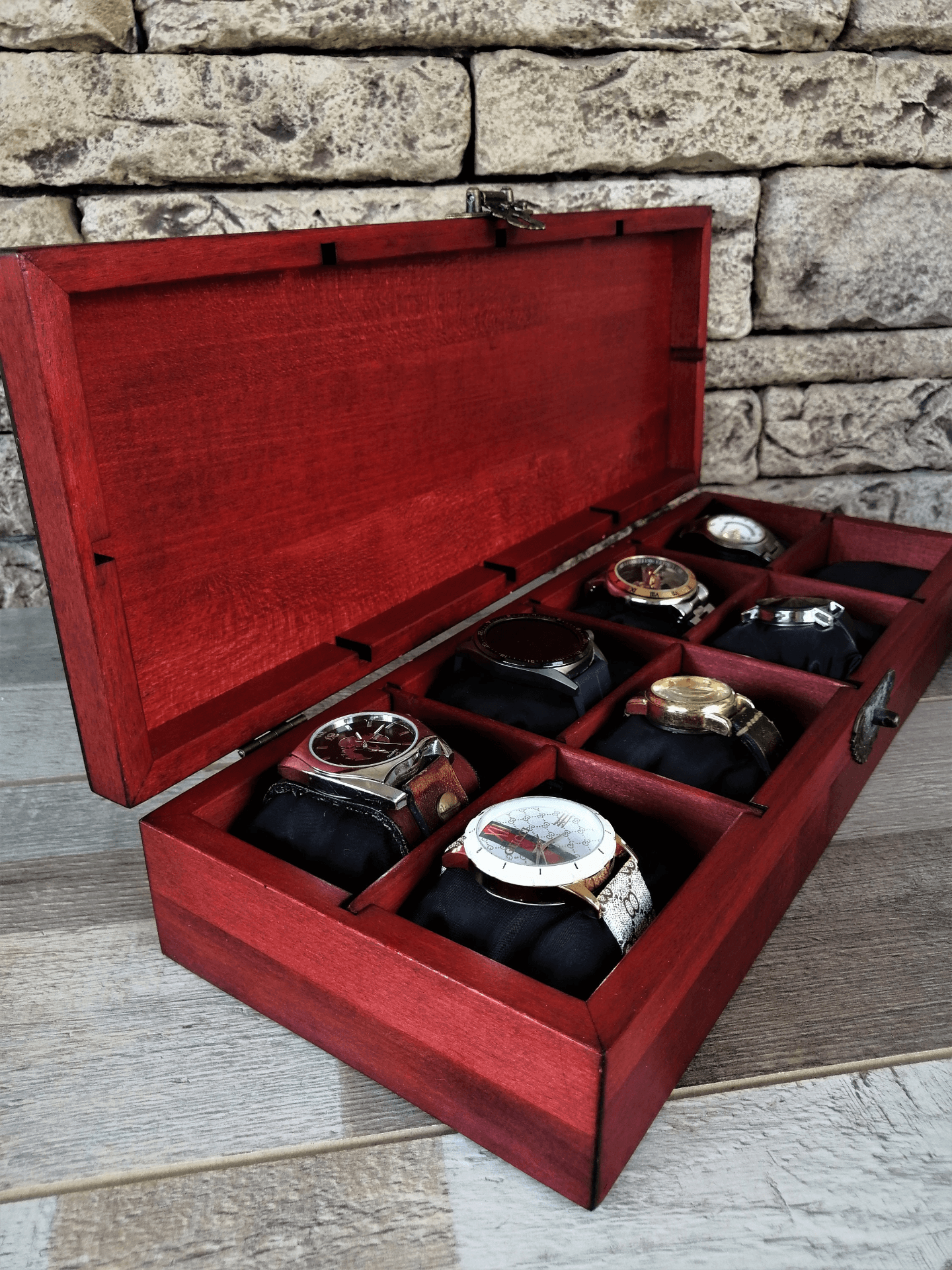 Large Personalized Wooden Watch Box, Lichtenberg Wood Burning - Disselt Designs