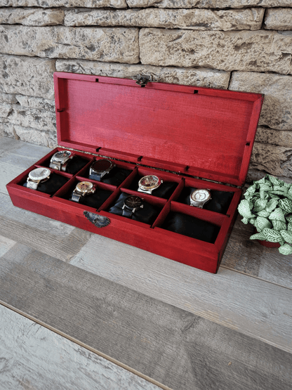 Large Personalized Wooden Watch Box, Lichtenberg Wood Burning - Disselt Designs