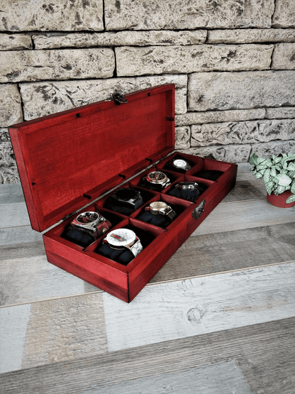 Large Personalized Wooden Watch Box, Lichtenberg Wood Burning - Disselt Designs