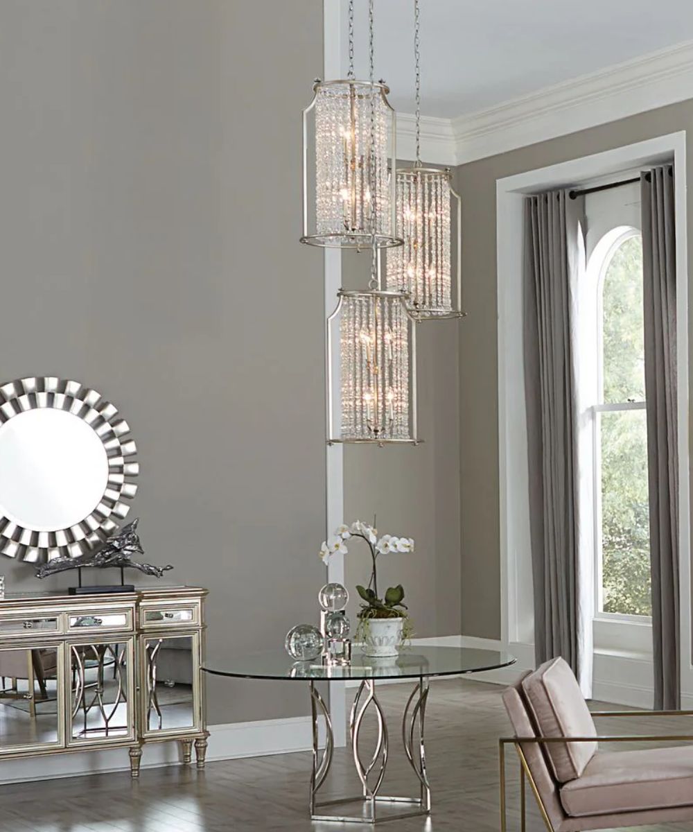 Desiree 6-Light 18"w Pendant Foyer Hanging Light Fixture Silver Ridge Grey Finish by Progress