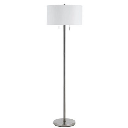 CALAIS | Brushed Steel Floor Lamp with White Shade - Disselt Designs