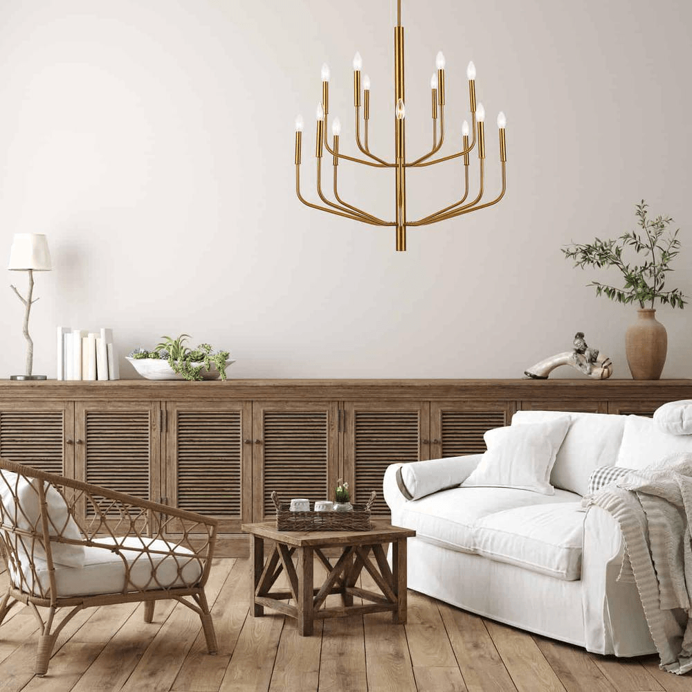 ELEANOR GOLD | 14-Light Modern Contemporary Golden Chandelier - Disselt Designs