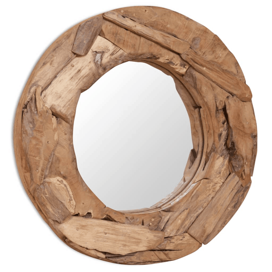 GIOVANNI | 23.6" Round Handmade Teak Wood Mirror - Disselt Designs