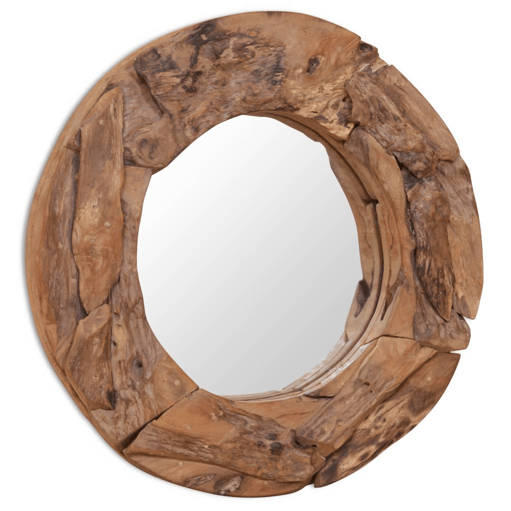 GIOVANNI | 23.6" Round Handmade Teak Wood Mirror - Disselt Designs