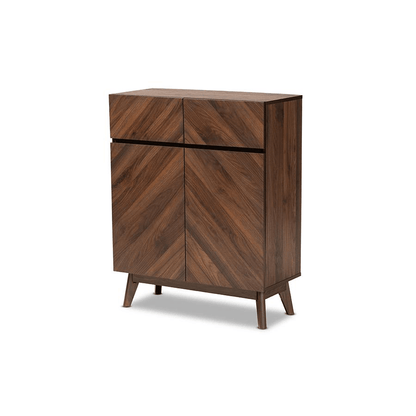 BAXTON | Mid-Century Modern Walnut Brown Finished Wood Shoe Cabinet - Disselt Designs