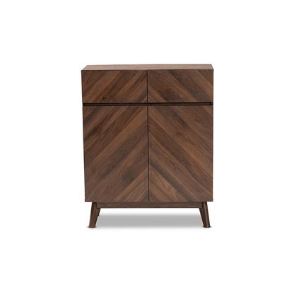 BAXTON | Mid-Century Modern Walnut Brown Finished Wood Shoe Cabinet - Disselt Designs