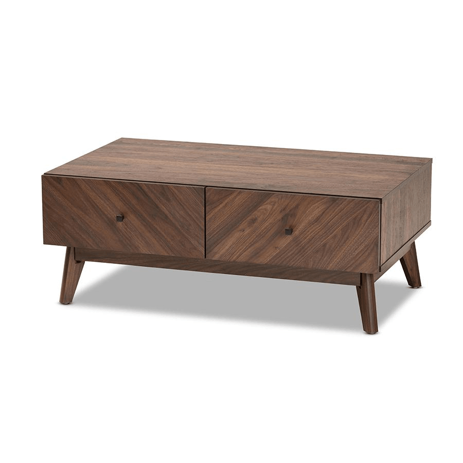 HARTMAN | Mid-Century Modern Walnut Brown Finished Wood Coffee Table - Disselt Designs