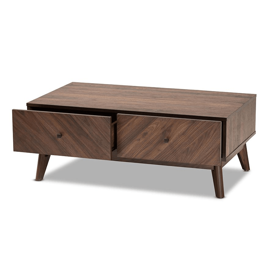 HARTMAN | Mid-Century Modern Walnut Brown Finished Wood Coffee Table - Disselt Designs