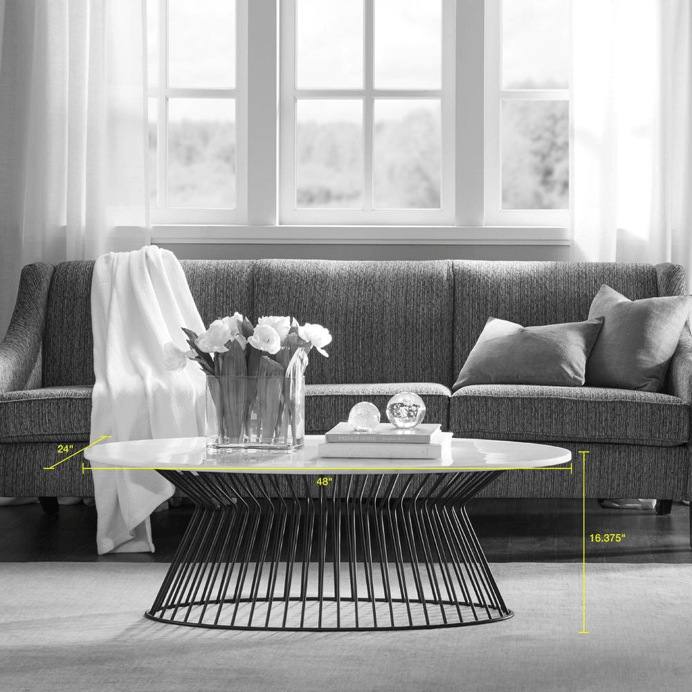 CARMELO | White Marble and Black Metal Coffee Table - Disselt Designs