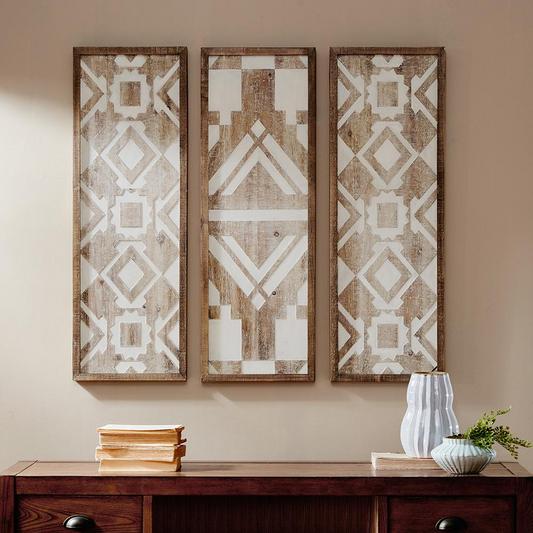 MADISON | Two-tone Geometric 3-piece Wood Wall Decor Set