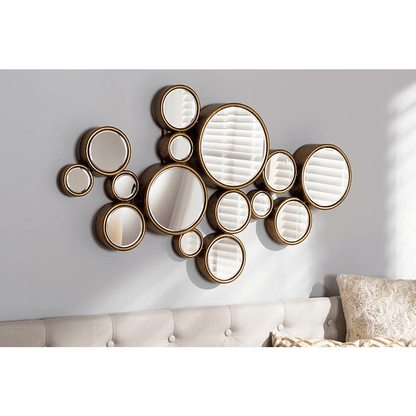 CASSIOPEIA | Antique Gold Finished Bubble Accent Wall Mirror - Disselt Designs