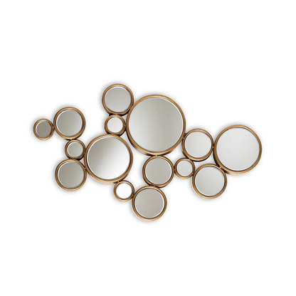 CASSIOPEIA | Antique Gold Finished Bubble Accent Wall Mirror - Disselt Designs