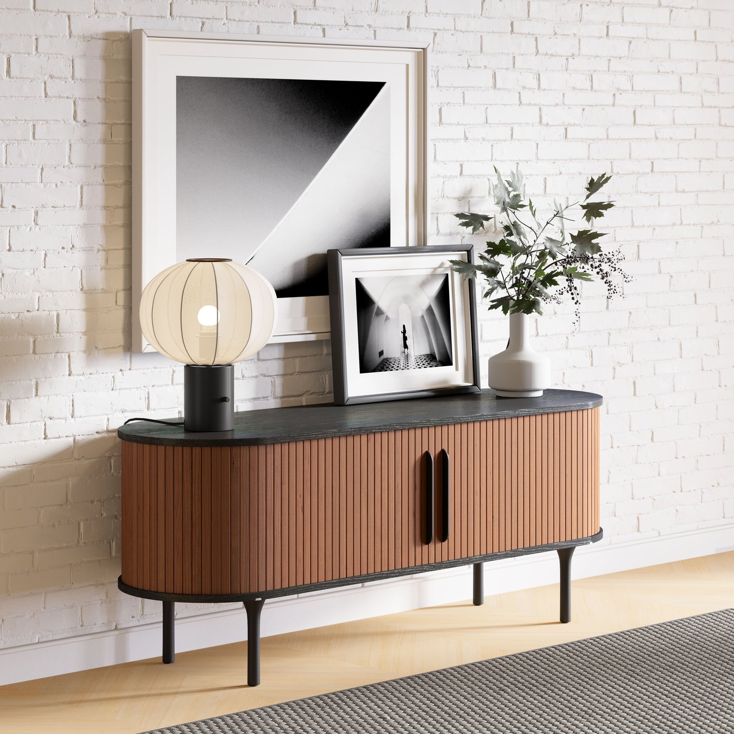 Koriana Entertainment Stand Black & Walnut - Disselt Designs