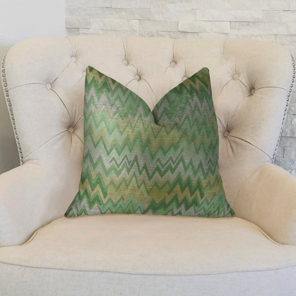 CITRINE | Green Citrine and Taupe Chevron Handmade Luxury Pillow