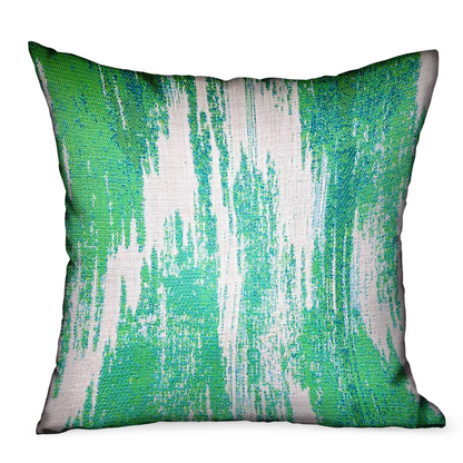 GREEN AVALANCHE | Green Ikat Luxury Outdoor/Indoor Throw Pillow