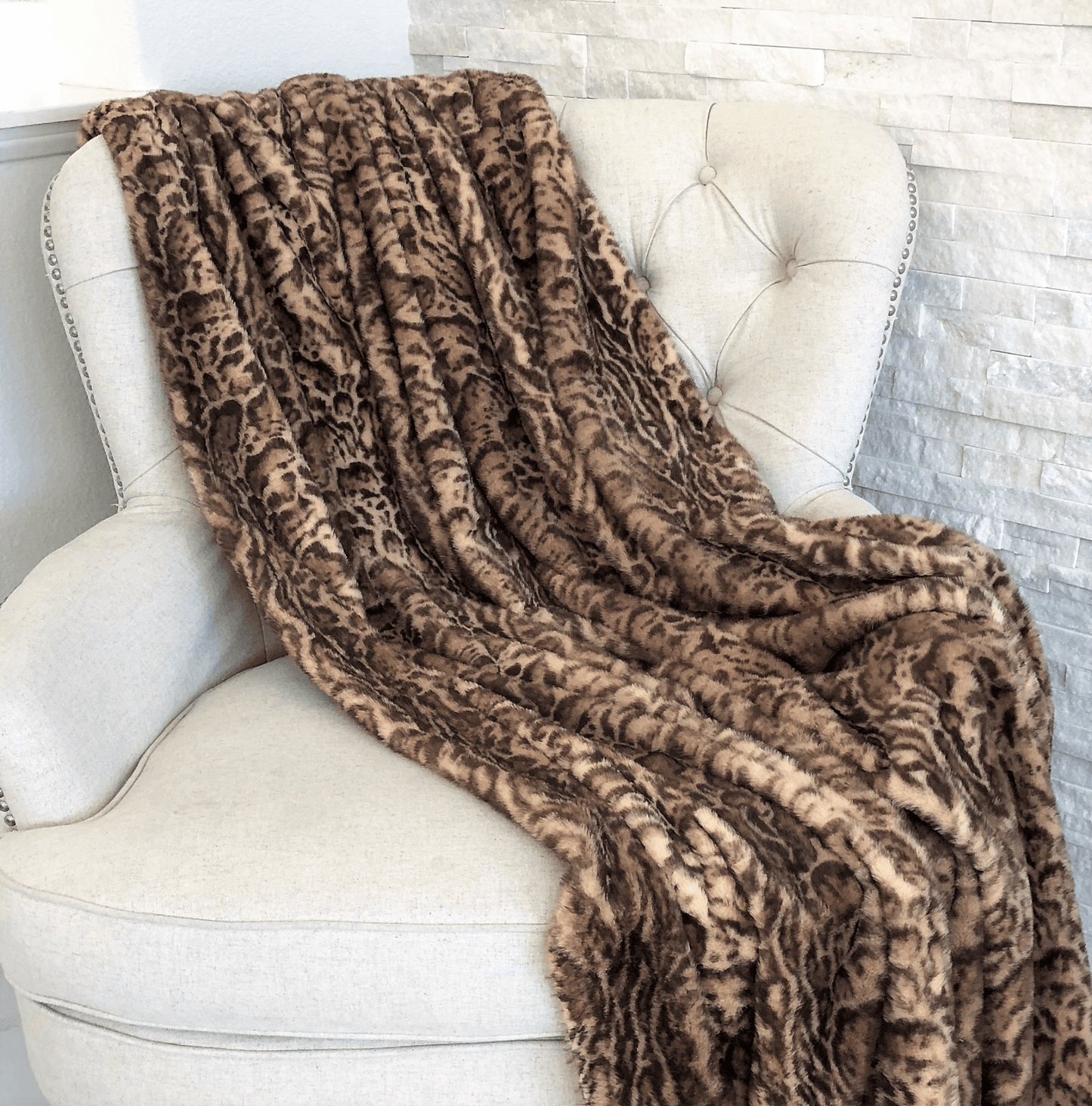 JUNGLE CAT | Animal Print Faux Fur Luxury Throw / Blanket - Disselt Designs