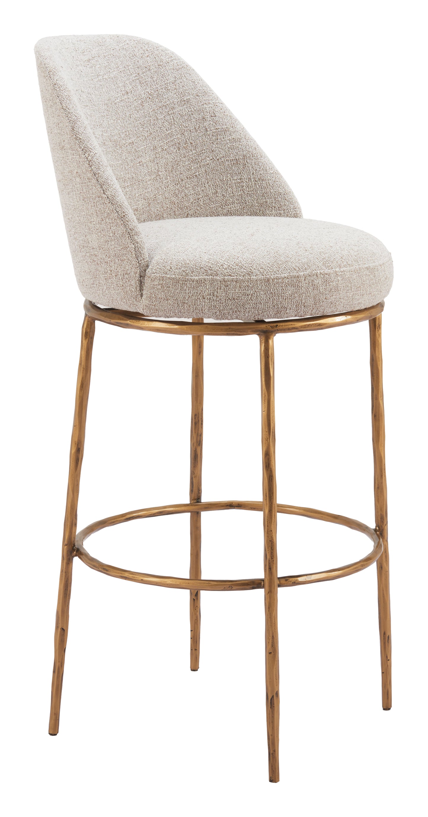 Nordhavn Swivel Barstool Beige & Gold - Disselt Designs